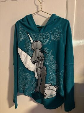 Disney Parks Tinker Bell Hoodie Teal Rhinestone Fairy Womens Large
(932)